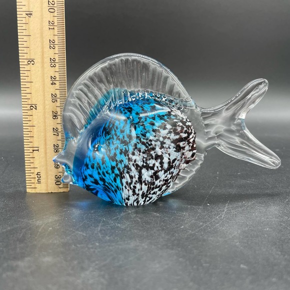 Art Glass Fish Paperweight Murano Style Tropical Fish Glass Figurine - Picture 10 of 12